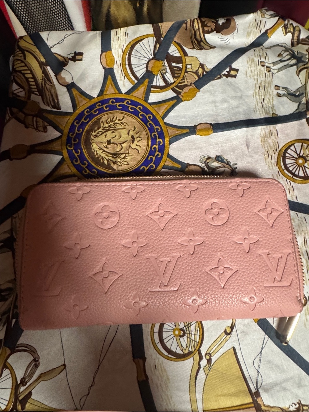 Pink Embossed Leather Zip Wallet - Luxury Style